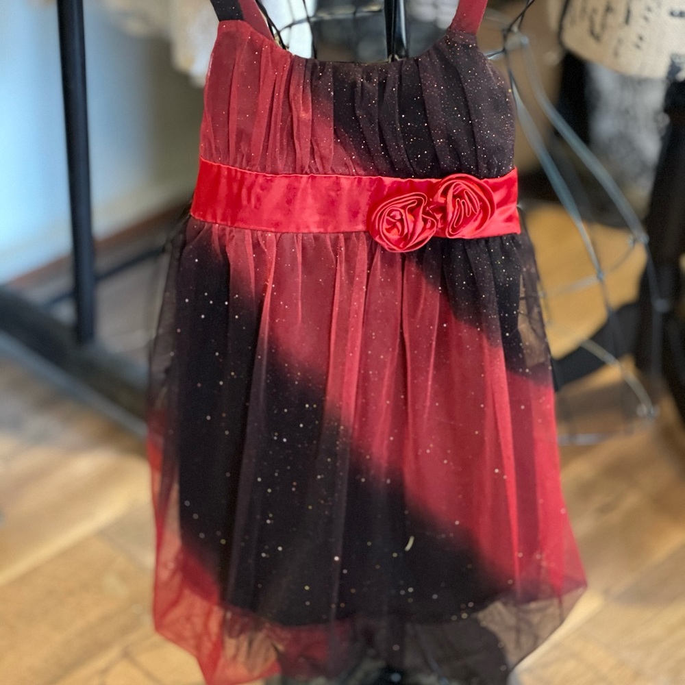 Red and black dress super cute for our young girls holidays dress